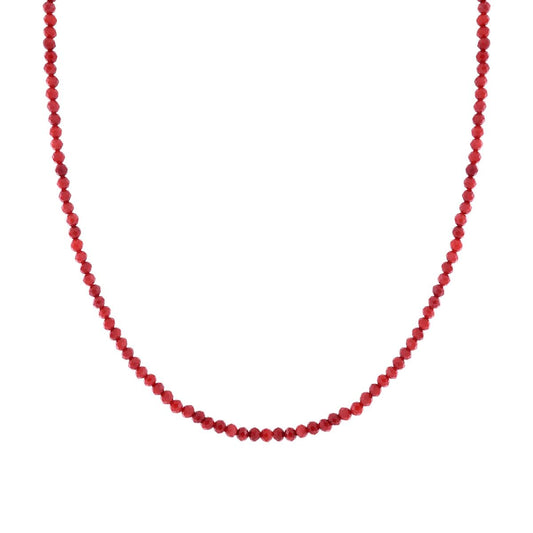 Collana Filo Crystal colore Corallo mm 3 con filo e chiusura in ARGENTO 925 Galvanica Rodio