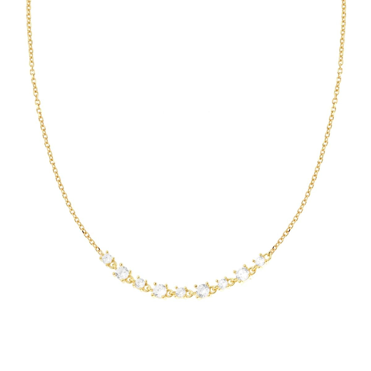 Collana Catena Forzatina Diamantata Cubic Zirconia Bianchi in ARGENTO 925 Galvanica Oro