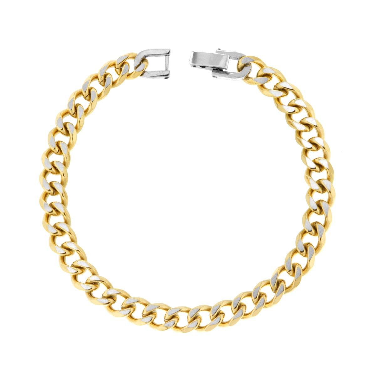 Bracciale Catena Grumetta Diamantata bicolore Oro mm 7 cm 20 in ACCIAIO