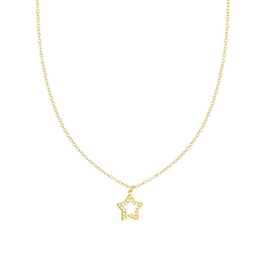 Collana Catena Forzatina con Stella e Crystal Bianchi in ACCIAIO e OTTONE colore Oro