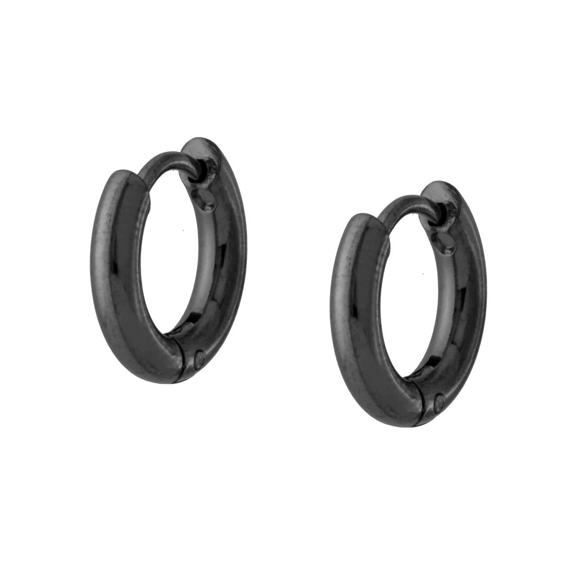 Orecchini Cerchio Scattino mm 13 in ACCIAIO colore Nero