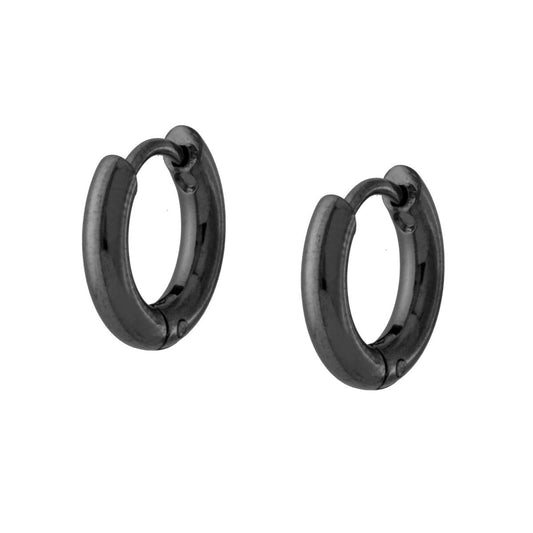 Orecchini Cerchio Scattino mm 13 in ACCIAIO colore Nero