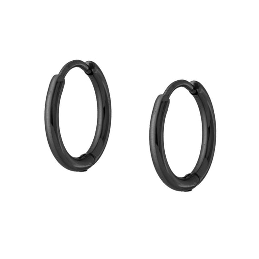 Orecchini Cerchio Scattino mm 13 in ACCIAIO colore Nero