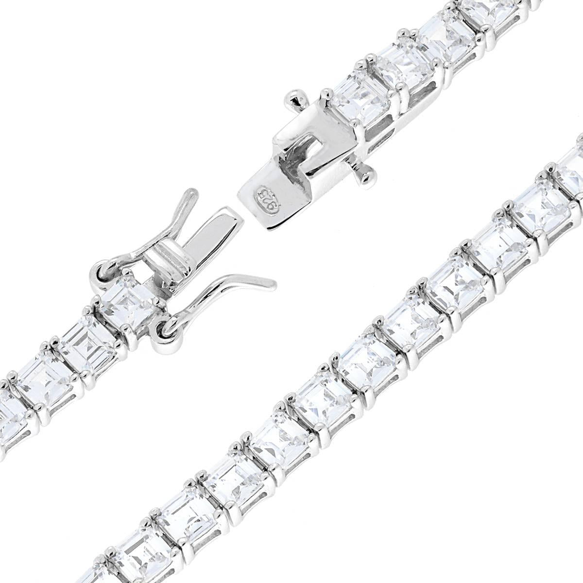 Bracciale Tennis Carre cm 18 con Zirconi mm 3,7 Bianchi in ARGENTO 925 Galvanica Rodio