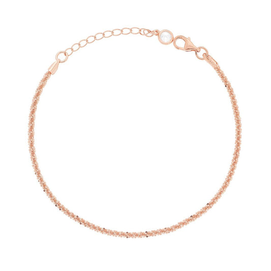 Bracciale Catena Intrecciata Diamantata con Cubic Zirconia Bianco pendente in ARGENTO 925 Galvanica Rosa