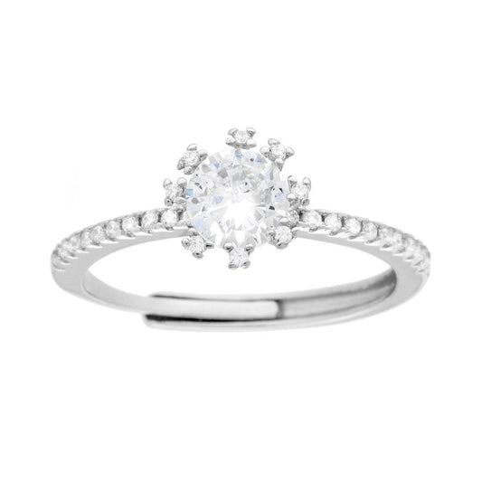 Anello Solitario con Cubic Zirconia Bianco mm 5 in ARGENTO 925 Galvanica Rodio