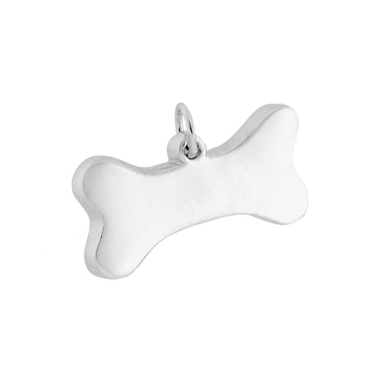 Ciondolo Piastrina a forma di targhetta osso per cane con finitura liscia e lucida.