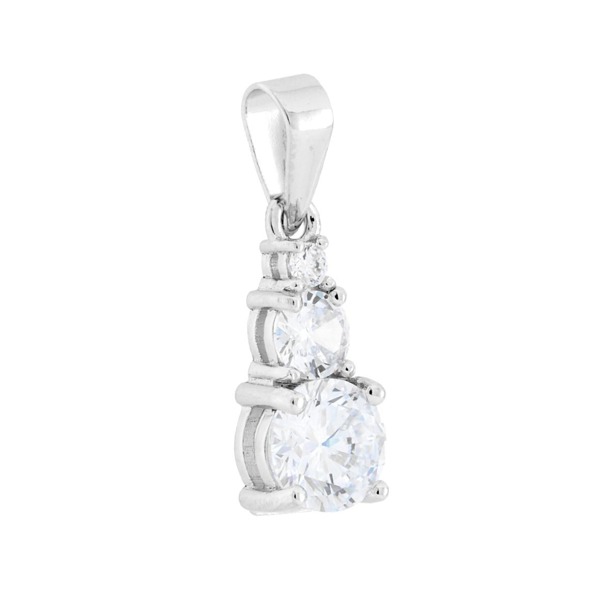 Ciondolo Punto Luce tennis trilogy con tre cubic zirconia bianchi degradč montati su 4 Griffe.<BR>