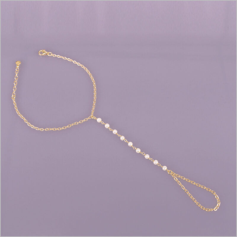 Bracciale baciamano in Argento 925 con catena rosario e perle di Maiorca