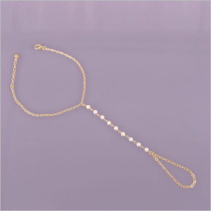 Bracciale baciamano in Argento 925 con catena rosario e perle di Maiorca