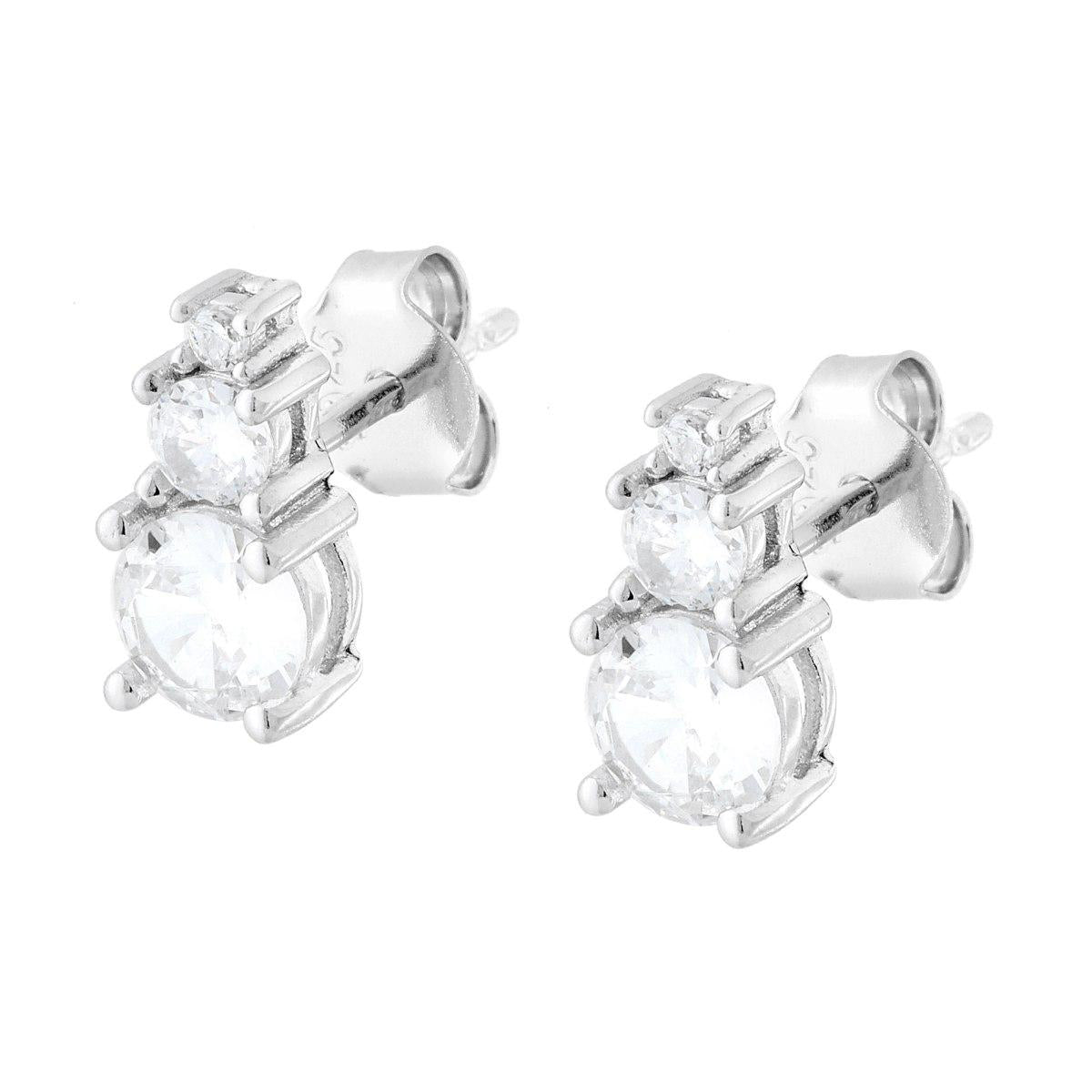 Orecchini Tennis Trilogy Degradč Cubic Zirconia Bianchi in ARGENTO 925 Galvanica Rodio