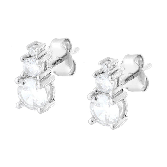 Orecchini Tennis Trilogy Degradč Cubic Zirconia Bianchi in ARGENTO 925 Galvanica Rodio