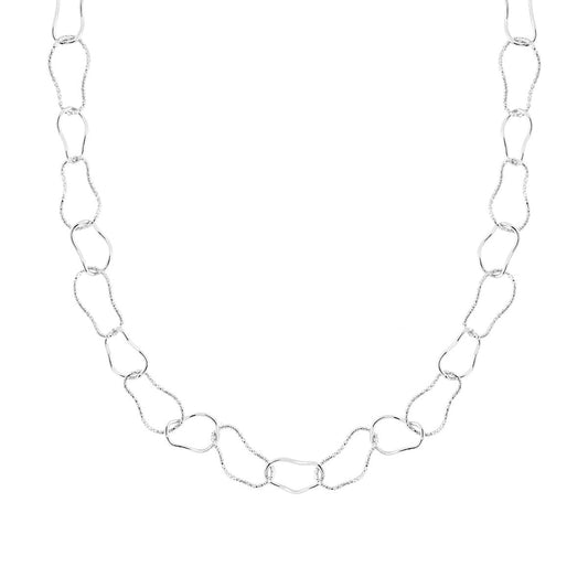 Collana Catena Fantasia alternata Diamantata e Lucida in ARGENTO 925 Galvanica Rodio