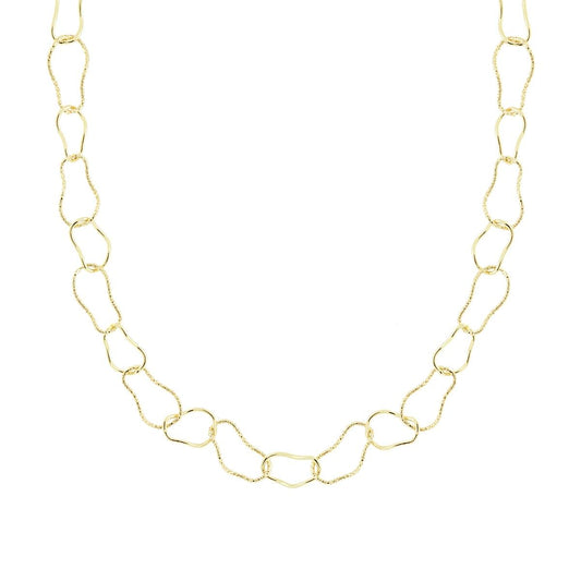 Collana Catena Fantasia alternata Diamantata e Lucida in ARGENTO 925 Galvanica Oro