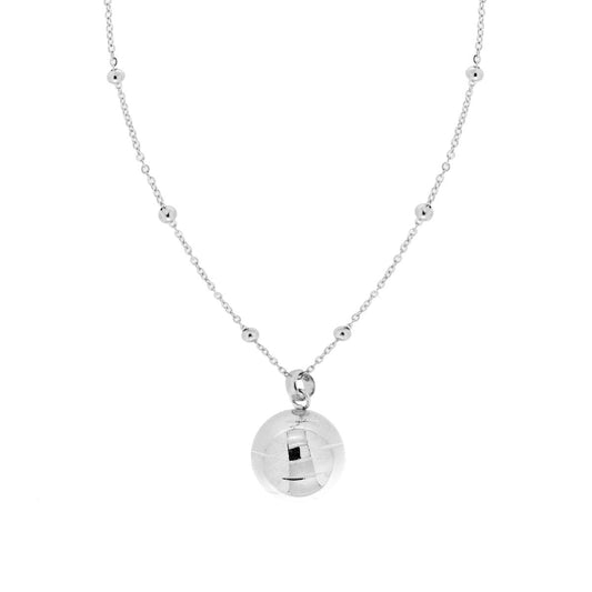 Collana Catena Forzatina Diamantata cm 90 con Palline Chiama Angeli con Sfera Diamantata mm 20 in ACCIAIO e BRONZO