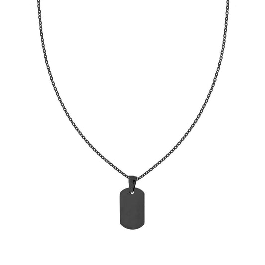 Collana Catena Forzatina con Piastra Rettangolare in ACCIAIO colore Nero