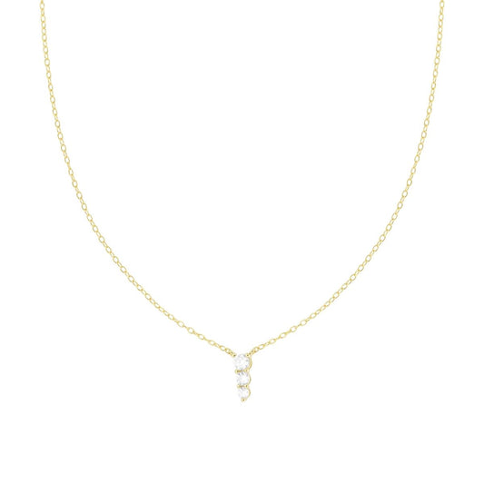 Collana catena Forzatina Diamantata con Trilogy Cubic Zirconia Bianchi in ARGENTO 925 Galvanica Oro