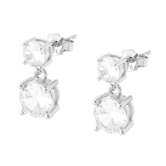 Orecchini Punti Luce pendenti con Cubic Zirconia Bianchi in ARGENTO 925 Galvanica Rodio