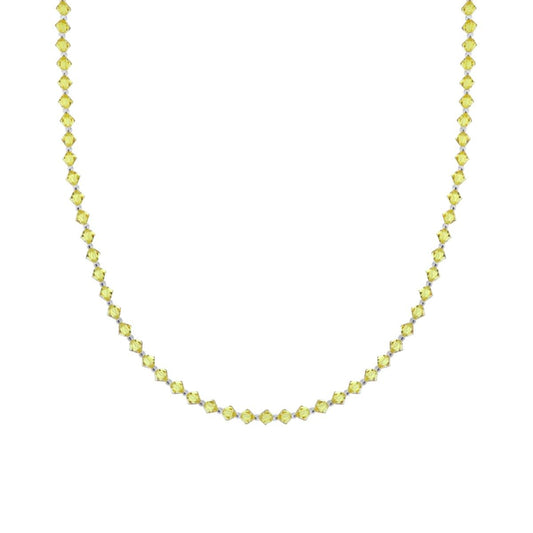 Collana con Crystal Prisma colore Giallo Topazio e Palline in ARGENTO 925
