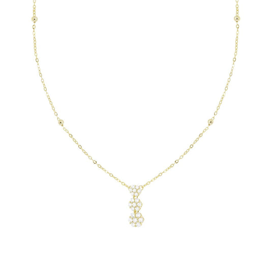 Collana Catena Forzatina Diamantata con Trilogy Fiori Cubic Zirconia Bianchi in ARGENTO 925 Galvanica Oro