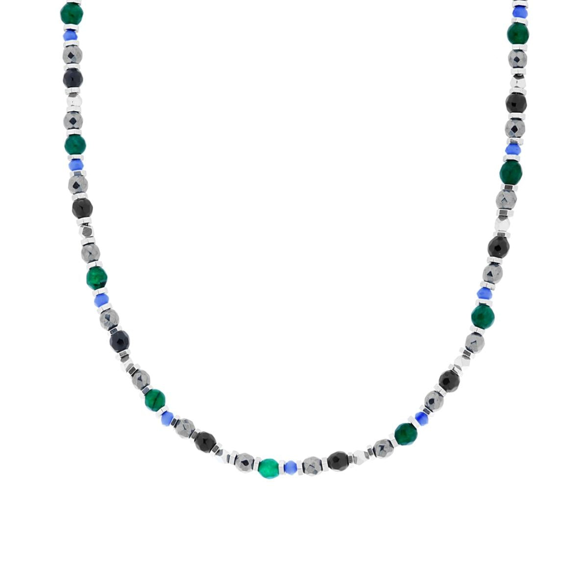 Collana Catena con Pietre Multicolor cm 50 sezione mm 4,5 e Accessori in in ACCIAIO