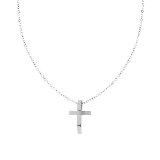 Collana Catena Forzatina Diamantata con Croce in ACCIAIO