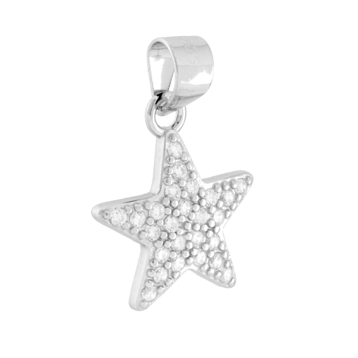 Ciondolo a forma di stella con cubic zirconia colore bianco incastonati.