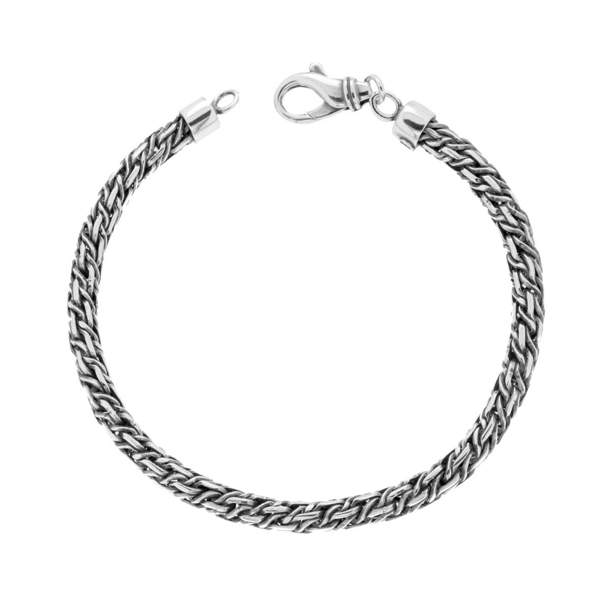 Bracciale Uomo Catena intrecciata in ARGENTO 925 Galvanica Rodio