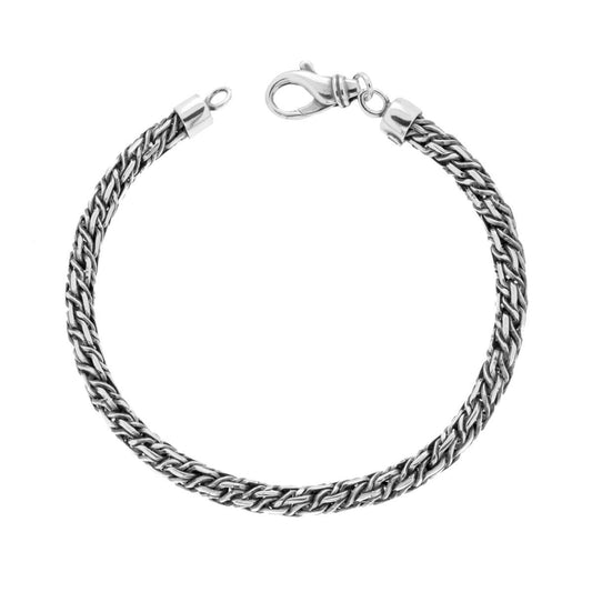 Bracciale Uomo Catena intrecciata in ARGENTO 925 Galvanica Rodio