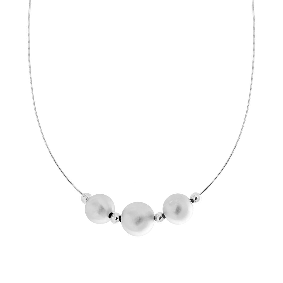 Collana Catena Coda di Topo con Sfere in ARGENTO 925 Galvanica Rodio