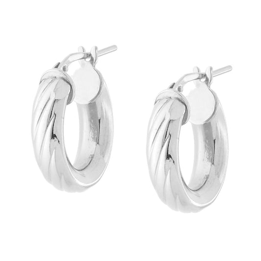 Orecchini Cerchio Semi Torchon in ARGENTO 925 Galvanica Rodio