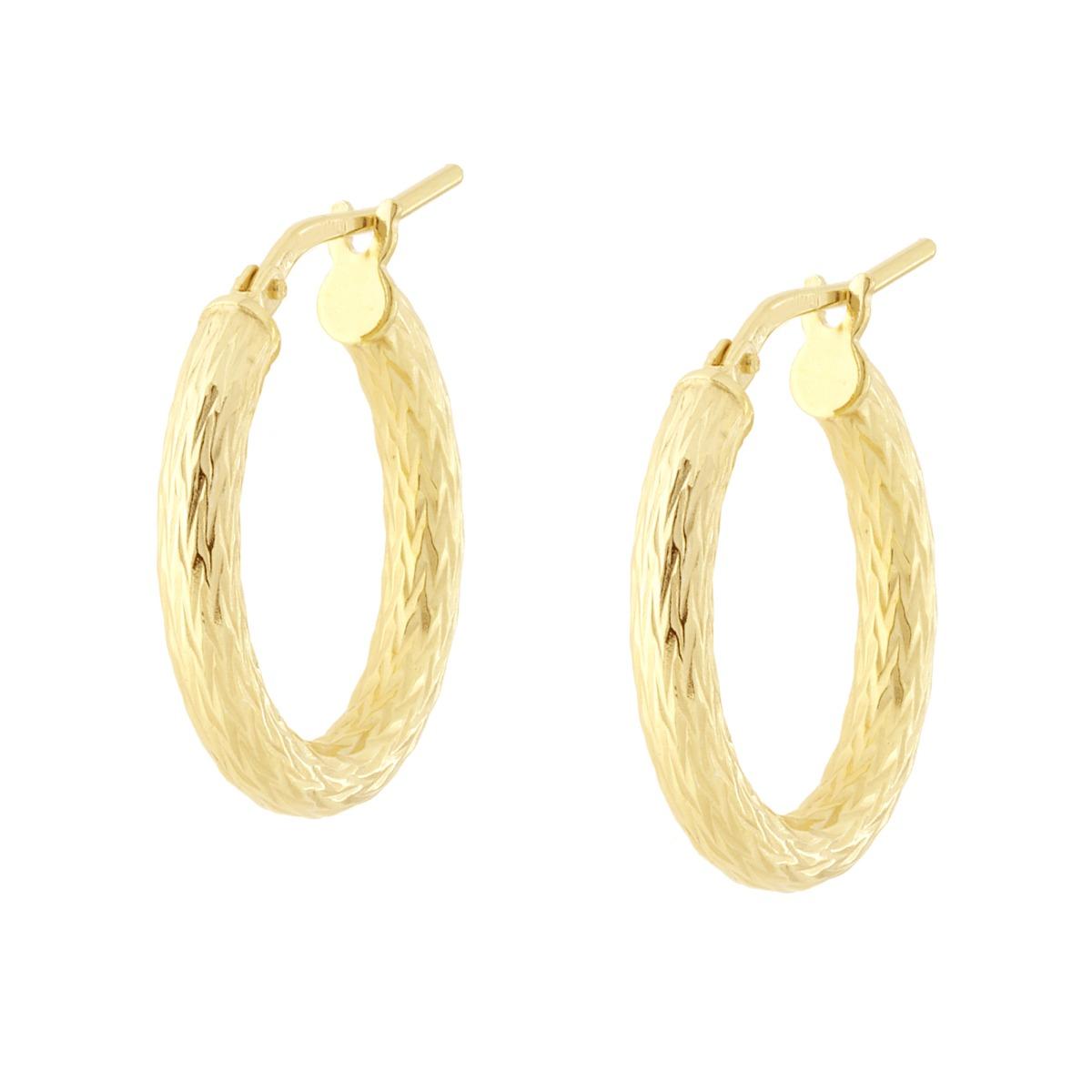 Orecchini Cerchio Creola Diamantato in ARGENTO 925 Galvanica Oro