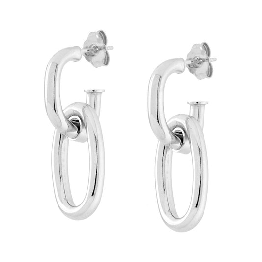 Orecchini Cerchio Ovale pendente in ARGENTO 925 Galvanica Rodio