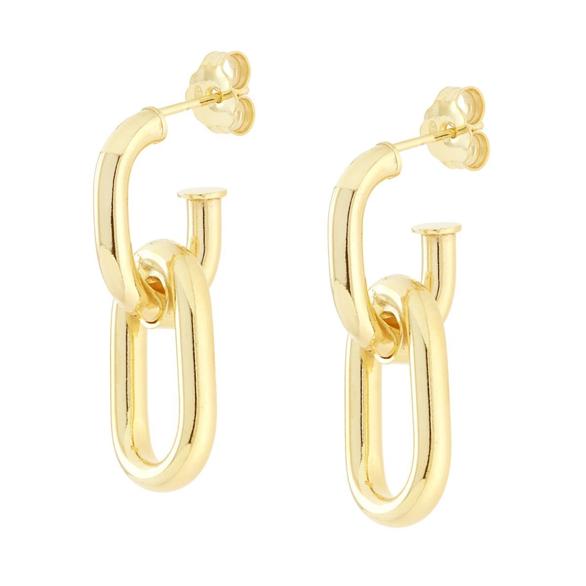 Orecchini Cerchio Ovale pendente in ARGENTO 925 Galvanica Oro