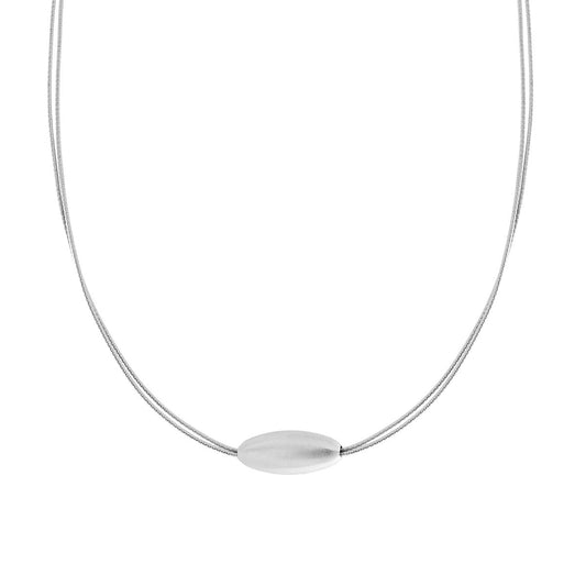 Collana due fili Catena Coda di Topo con Ovale in ARGENTO 925 Galvanica Rodio