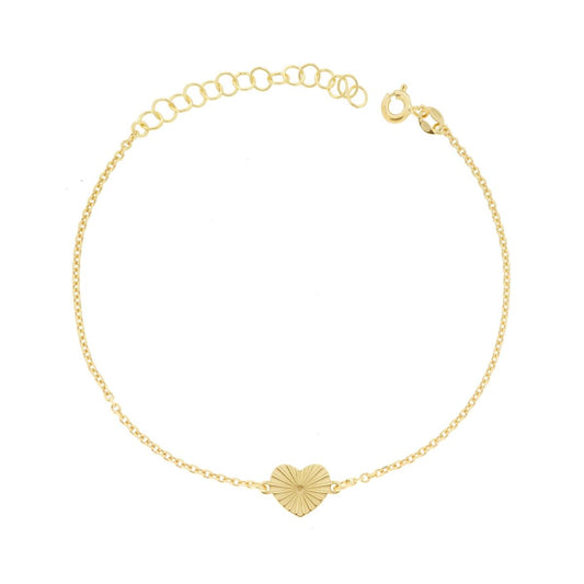 Bracciale Catena Forzatina Diamantata con Cuore Diamantato in ARGENTO 925 Galvanica Oro