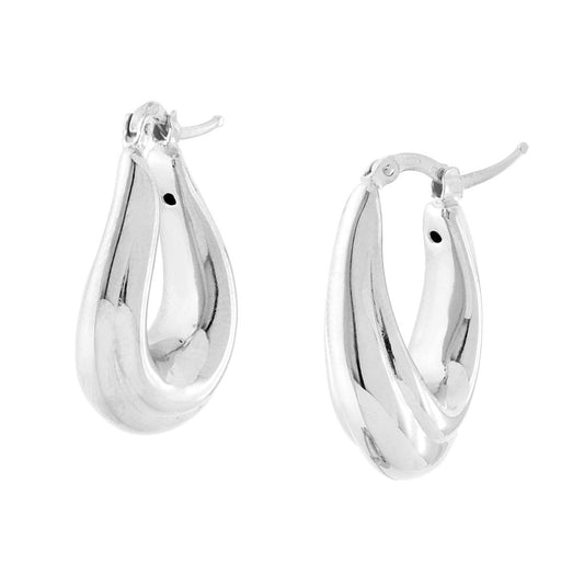 Orecchini Cerchio Ciocca ondulata in ARGENTO 925 Galvanica Rodio