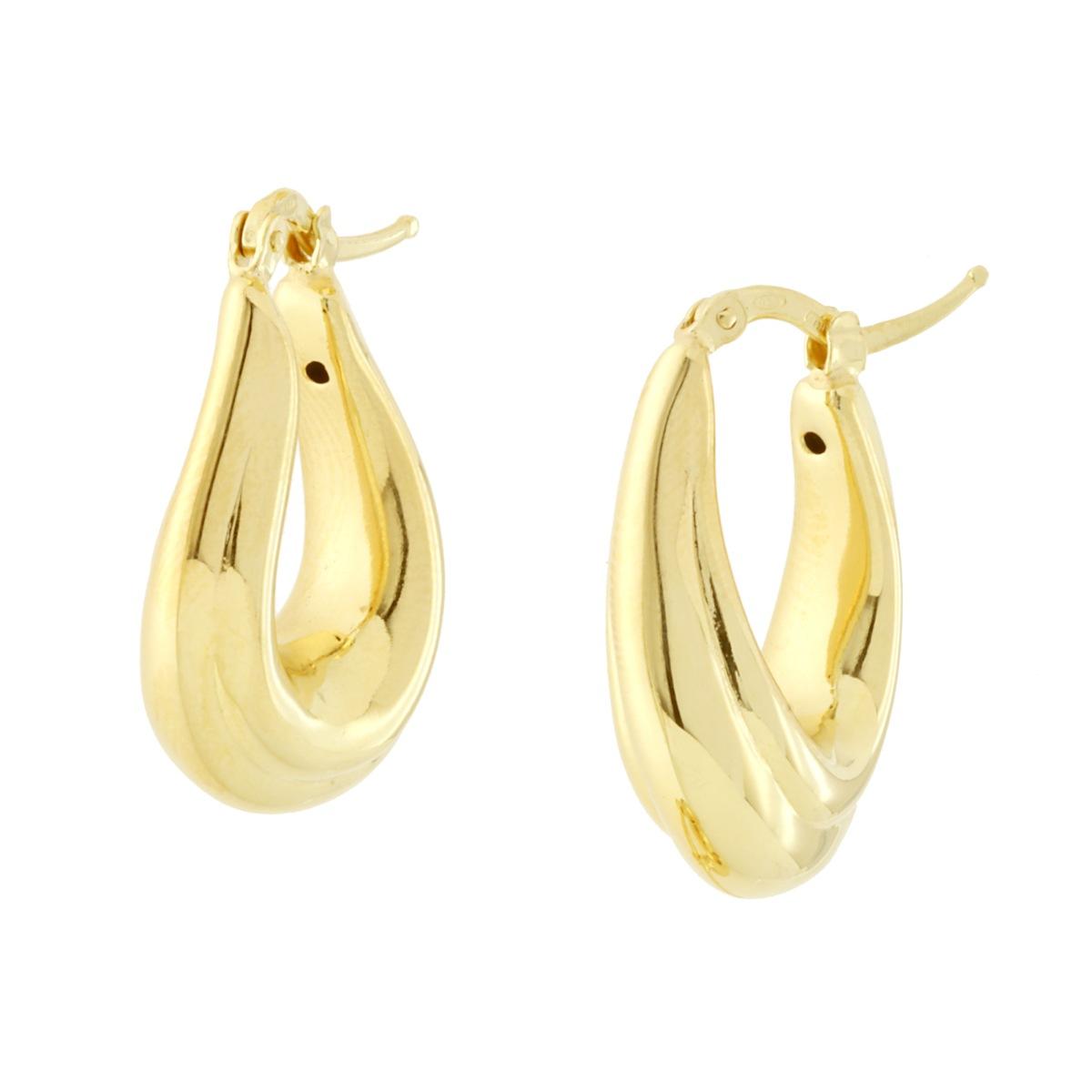 Orecchini Cerchio Ciocca ondulata in ARGENTO 925 Galvanica Oro