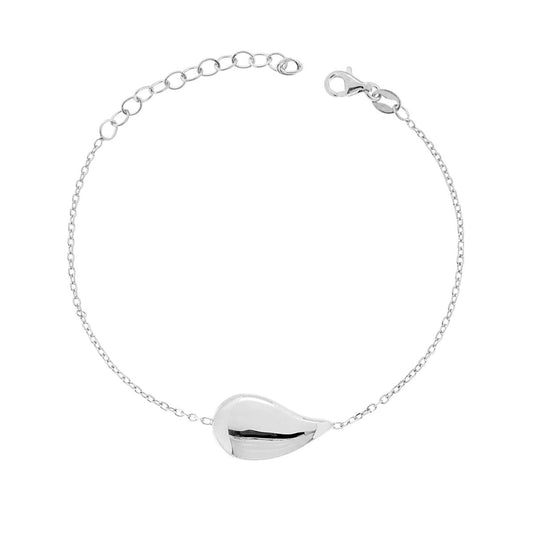 Bracciale Catena Forzatina Diamantata con Goccia Bombata in ARGENTO 925 Galvanica Rodio