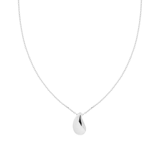 Collana Catena Forzatina Diamantata con Goccia Bombata in ARGENTO 925 Galvanica Rodio