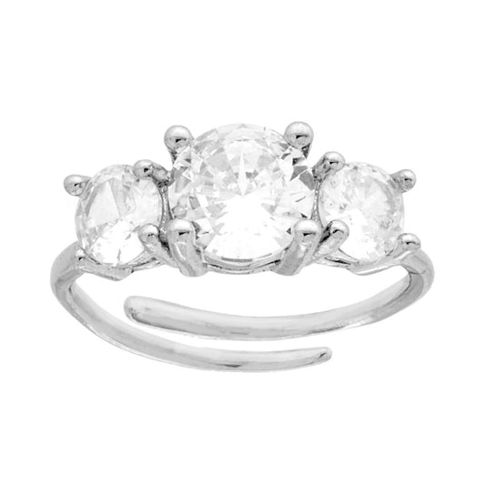 Anello Trilogy con Crystal Bianchi in ACCIAIO