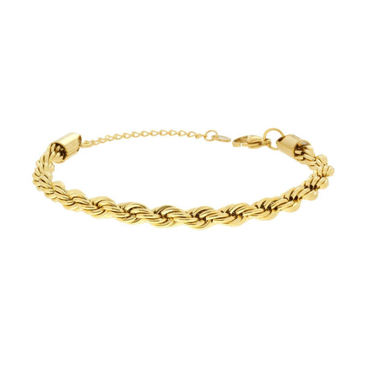 Bracciale Catena Corda mm 5.5 in ACCIAIO colore Oro