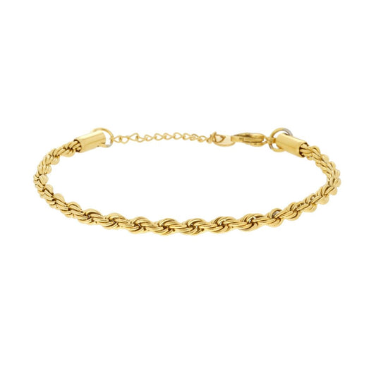 Bracciale Catena Corda mm 4 in ACCIAIO colore Oro
