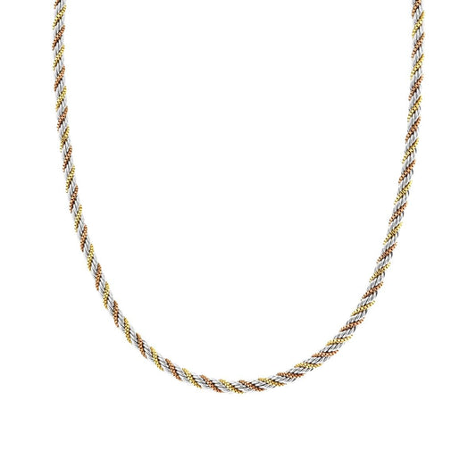Collana due fili Catena Veneziana e Corda intrecciati in ACCIAIO colore Oro e Rosa