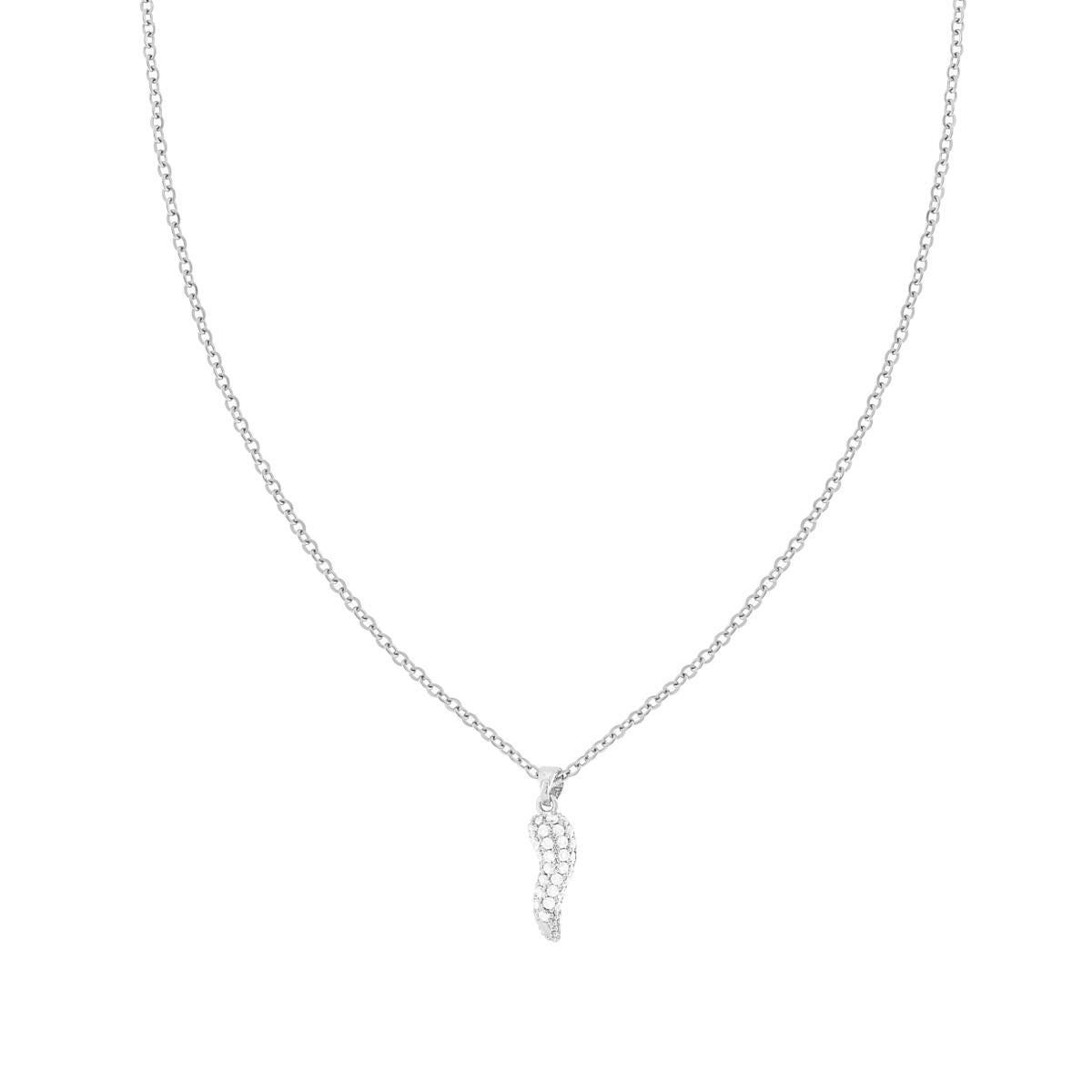 Collana Catena Forzatina Diamantata con Corno e Crystal Bianchi in ACCIAIO e OTTONE