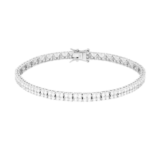 Bracciale Tennis Griffe cm 18 due fili Zirconi mm 2 Bianco in ARGENTO Galvanica Rodio