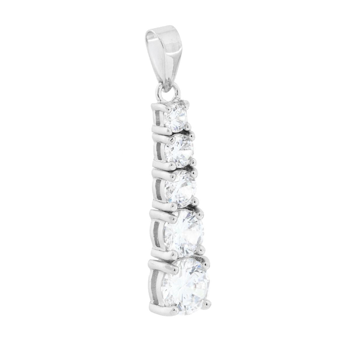 Ciondolo Tennis con cinque cubic zirconia bianchi degradč nella dimensione, montati su 4 Griffe.