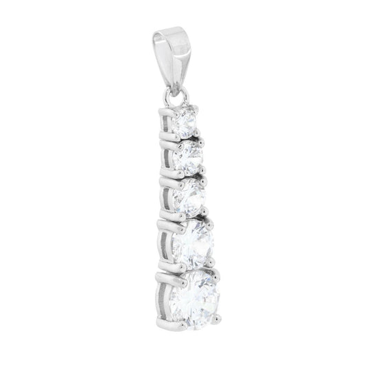 Ciondolo Tennis con cinque cubic zirconia bianchi degradč nella dimensione, montati su 4 Griffe.