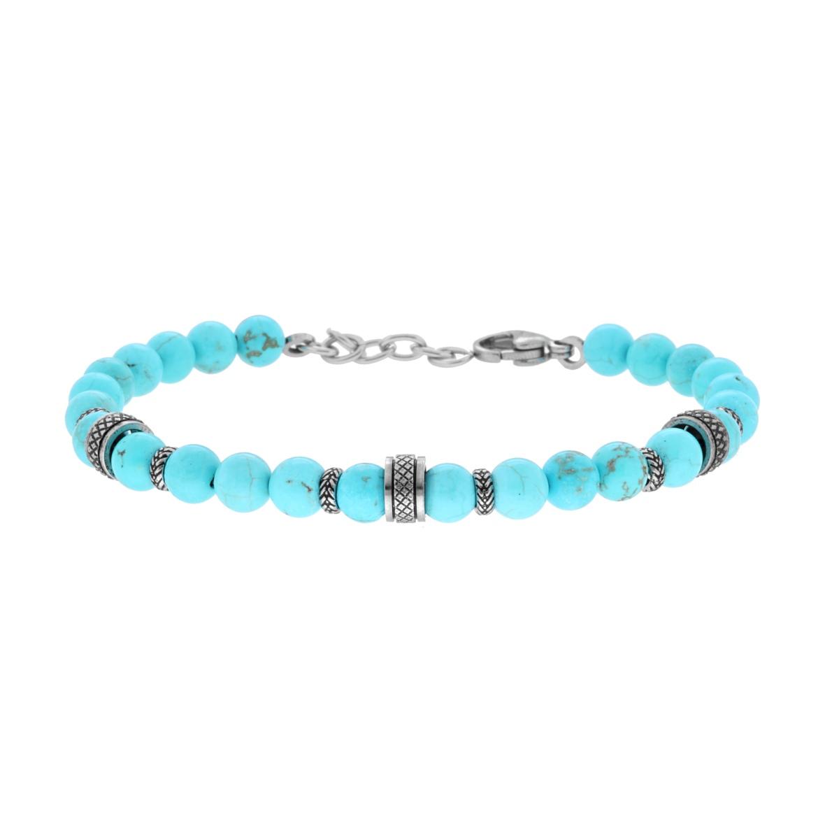 Bracciale Catena con Pietre Naturali Turchese e accessori in ACCIAIO