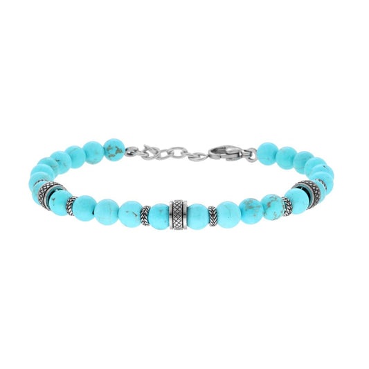 Bracciale Catena con Pietre Naturali Turchese e accessori in ACCIAIO